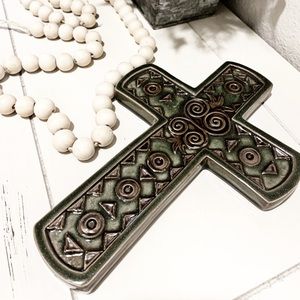 At Home America Glass Wall Hanging Cross